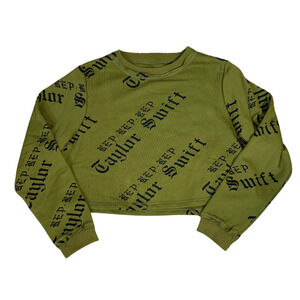 RARE Taylor Swift Reputation Olive Cropped Long Sleeve Top Sweatshirt size Small